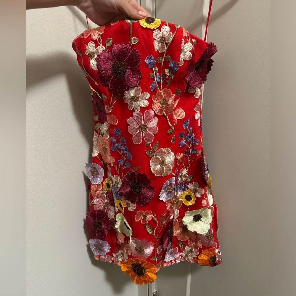 Endless Rose Floral Embroidered Floral Dress Red Size XS